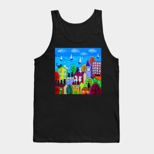 Cats on colourful roofs by the Sea Tank Top